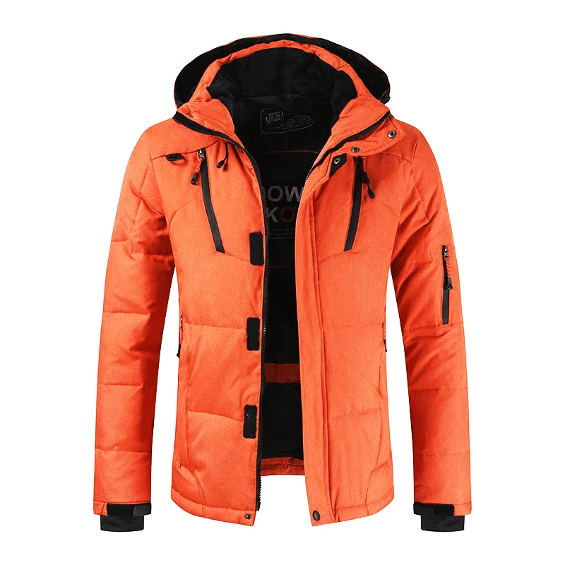 Orange windproof waterproof ski jacket SF1783 for outdoor sports with durable polyester and duck down lining